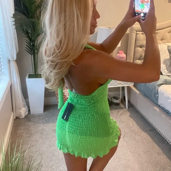 Neon Green Fashion Nova Dress - Picture 2 of 5